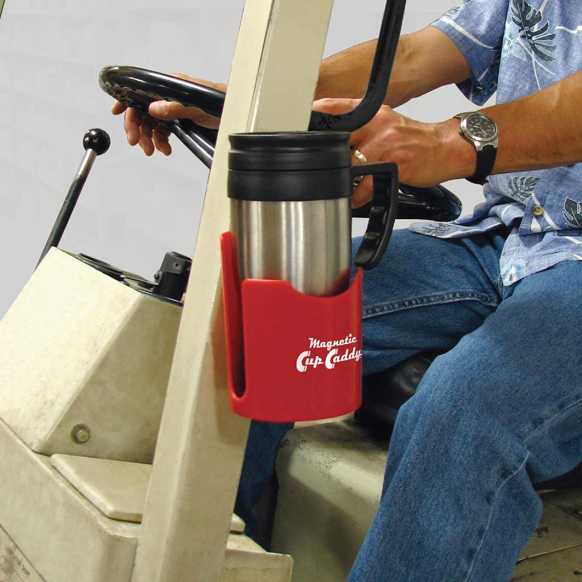 Magnetic Cup Holder - Caddy for Bottles, Glasses, and Cans - Fits on Fridge, Lawnmower, Forklift, Cart, or Ladder - Heavy-Duty Magnet