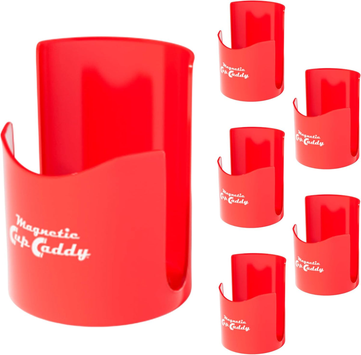 Magnetic Cup Holder - Caddy for Bottles, Glasses, and Cans - Fits on Fridge, Lawnmower, Forklift, Cart, or Ladder - Heavy-Duty Magnet