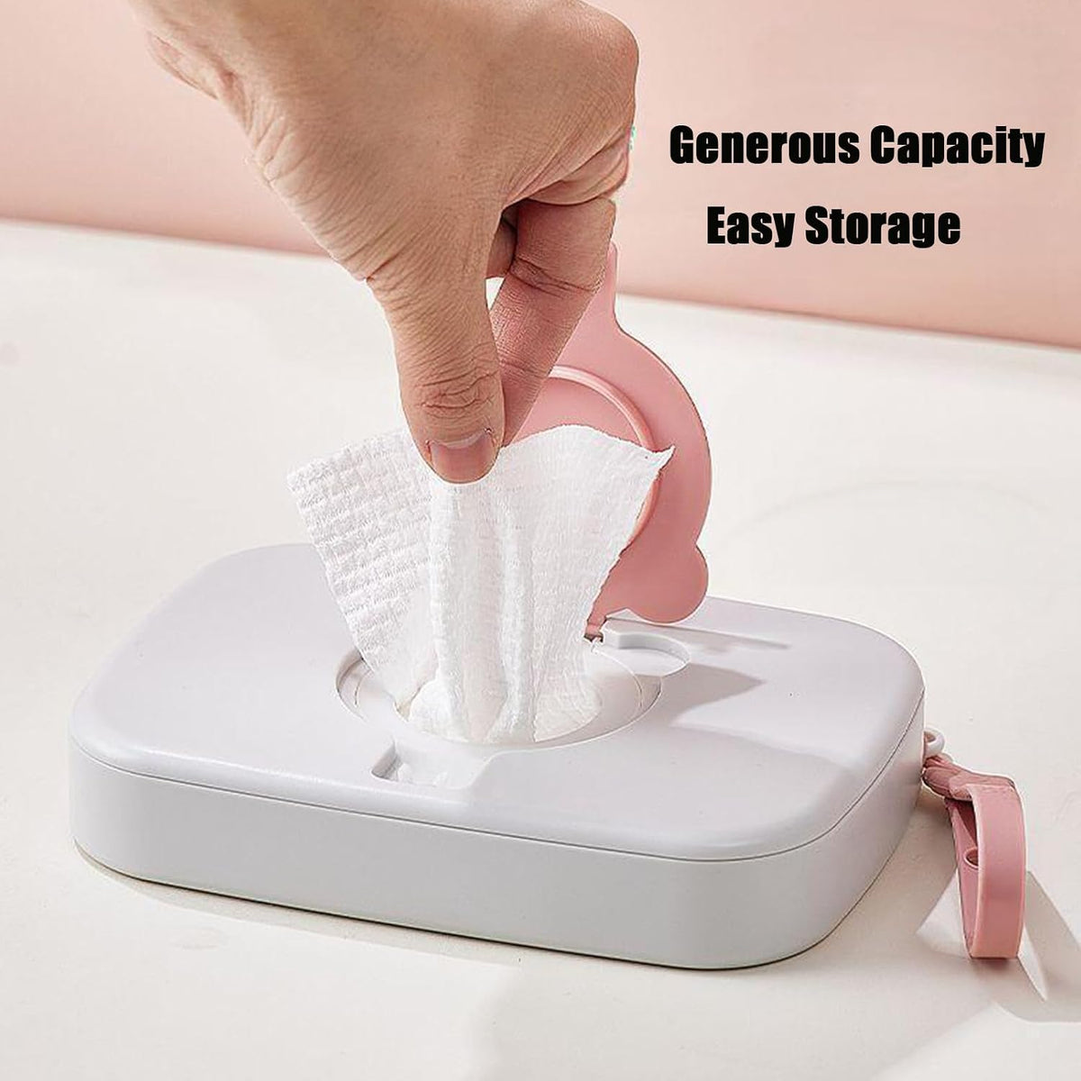 2 Pack Portable Baby Wipes Dispenser | Refillable Wet Wipe Case with Secure Lid and Carrying Strap for Travel, Diaper Bag, Car, and Nursery, Bear, Pink/Green