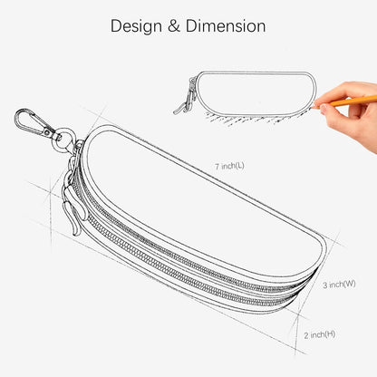 Double Eyeglasses Case Soft with Zipper & Clip for Men Women