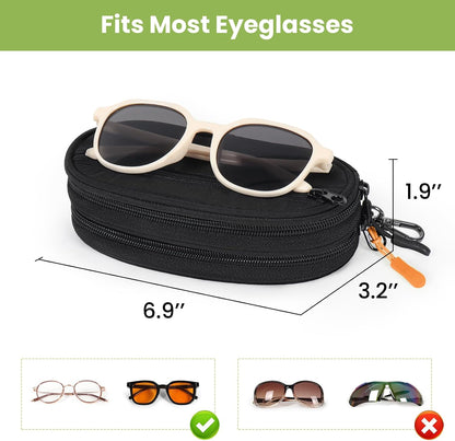 Double Eyeglasses Case Soft with Zipper & Clip for Men Women