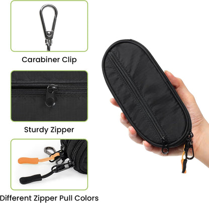 Double Eyeglasses Case Soft with Zipper & Clip for Men Women