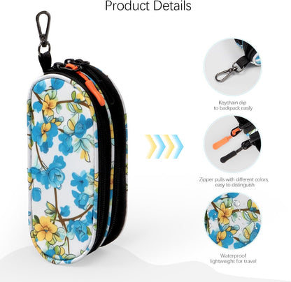 Double Eyeglasses Case Soft with Zipper & Clip for Men Women
