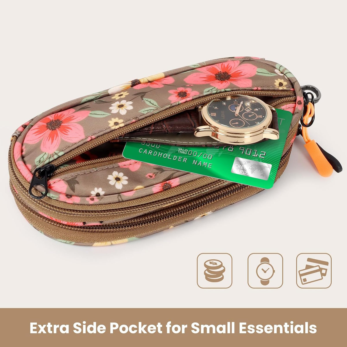 Double Eyeglasses Case Soft with Zipper & Clip for Men Women