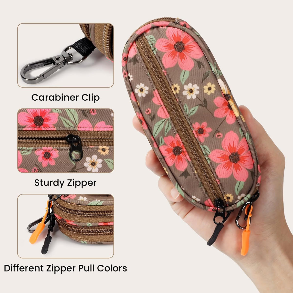 Double Eyeglasses Case Soft with Zipper & Clip for Men Women