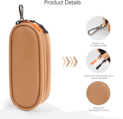 Double Eyeglasses Case Soft with Zipper & Clip for Men Women