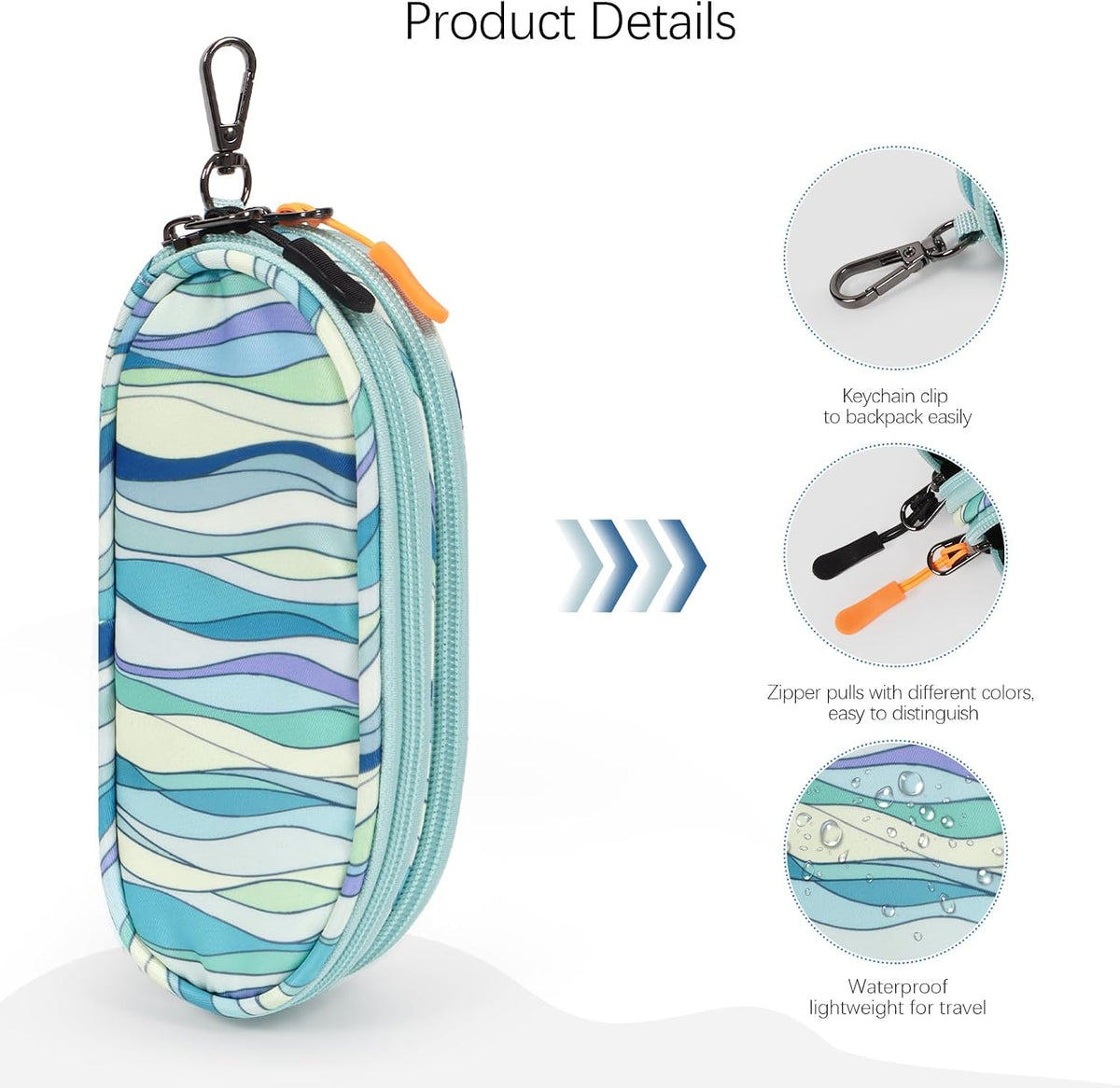 Double Eyeglasses Case Soft with Zipper & Clip for Men Women