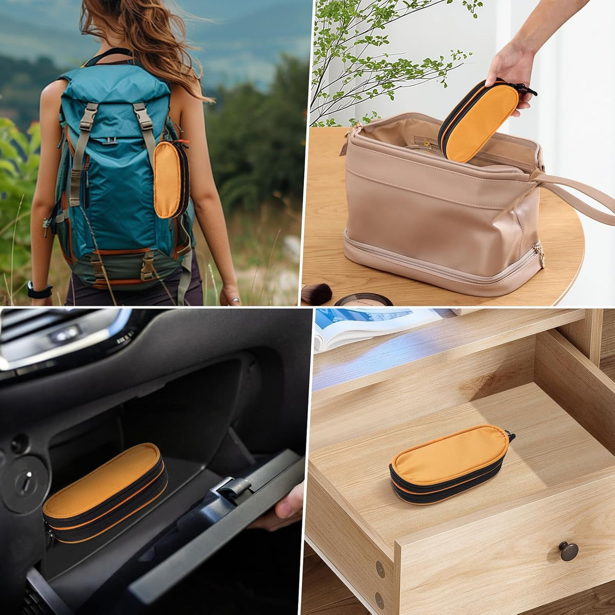 Double Eyeglasses Case Soft with Zipper & Clip for Men Women