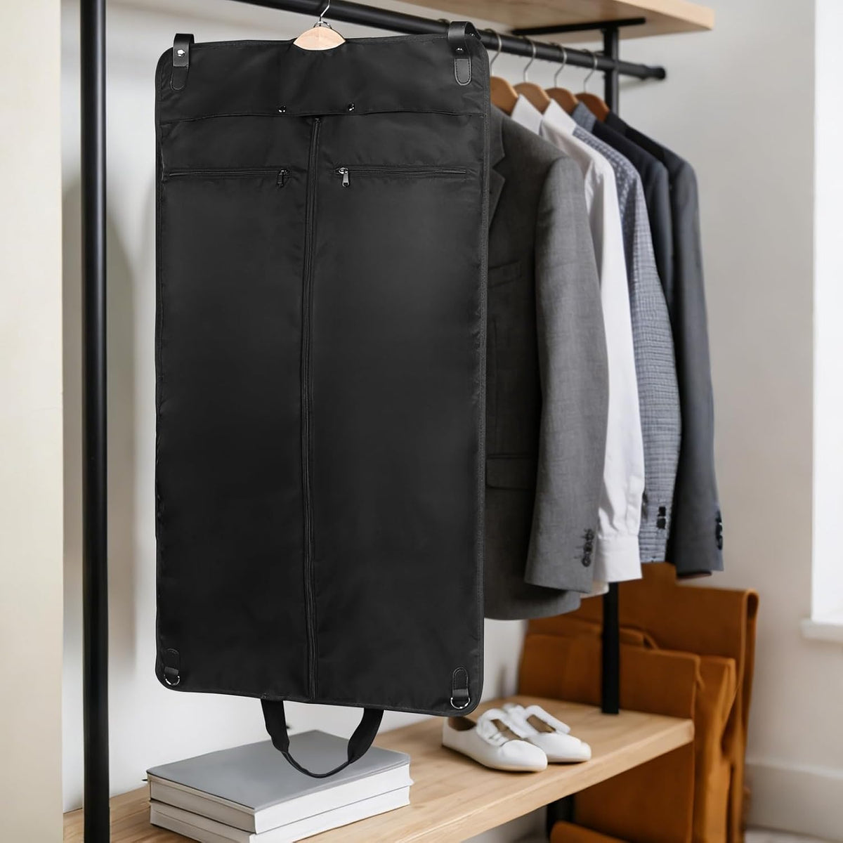43 Inch Garment Bags for Travel, Heavy Duty Suit Travel Bag, Black