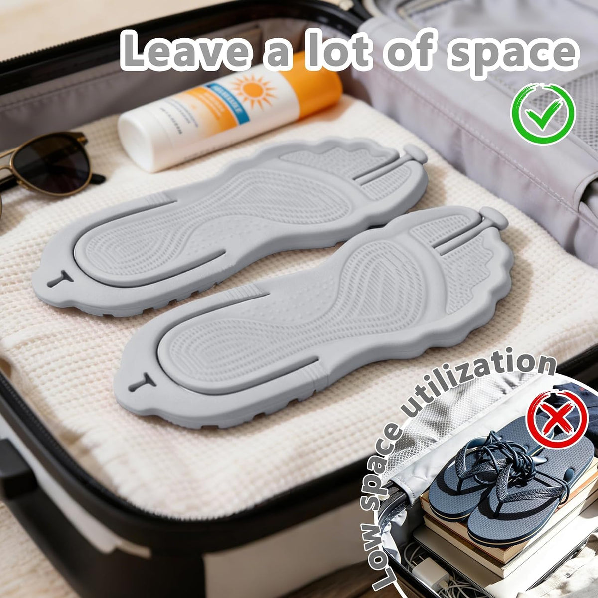 Flip Flops for Women Men Travel Slippers Shower Shoes Foldable Bathroom Camp Beach Sandals Lightweight Non-Slip Quick Dry