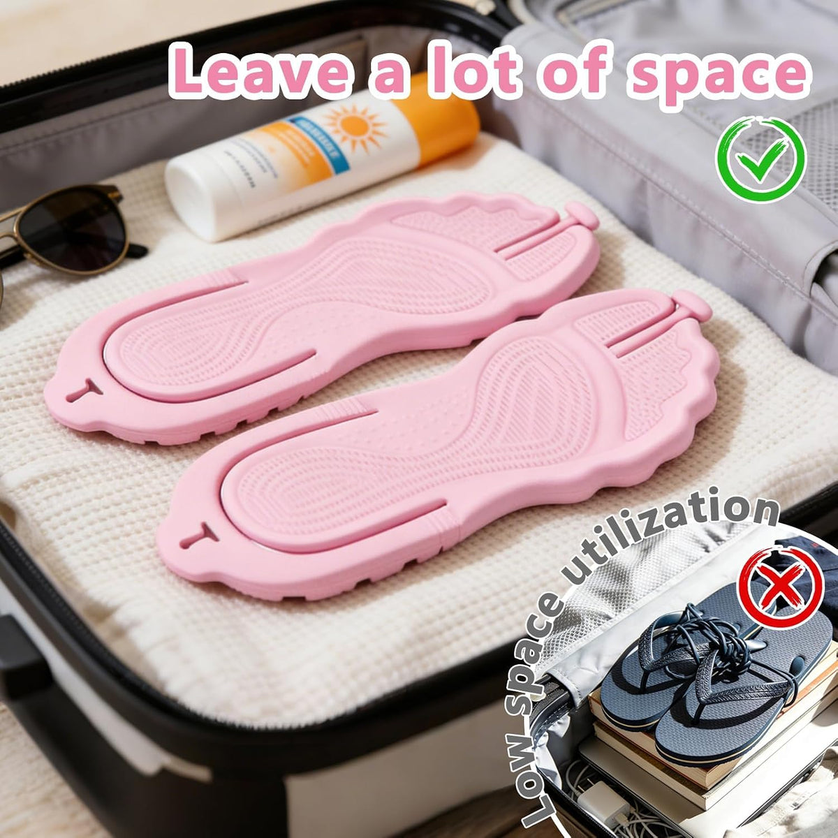 Flip Flops for Women Men Travel Slippers Shower Shoes Foldable Bathroom Camp Beach Sandals Lightweight Non-Slip Quick Dry