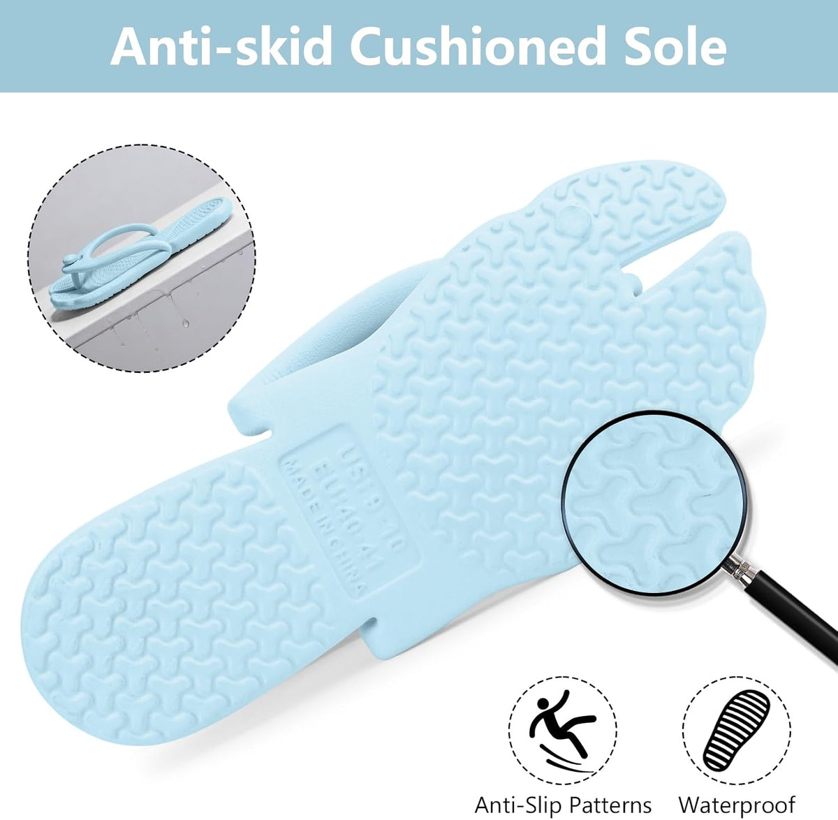 Flip Flops for Women Men Travel Slippers Shower Shoes Foldable Bathroom Camp Beach Sandals Lightweight Non-Slip Quick Dry
