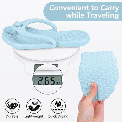 Flip Flops for Women Men Travel Slippers Shower Shoes Foldable Bathroom Camp Beach Sandals Lightweight Non-Slip Quick Dry
