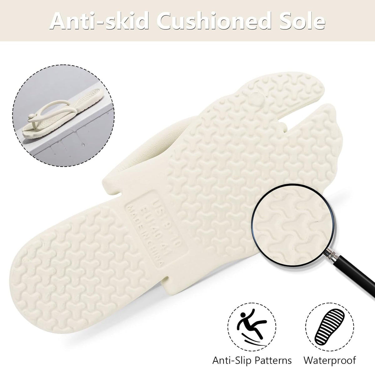 Flip Flops for Women Men Travel Slippers Shower Shoes Foldable Bathroom Camp Beach Sandals Lightweight Non-Slip Quick Dry