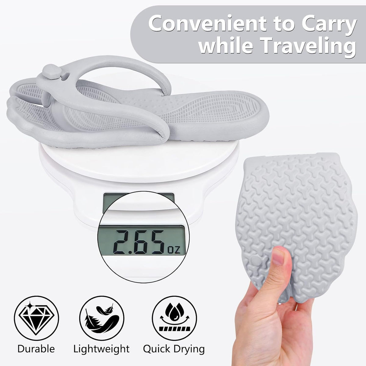 Flip Flops for Women Men Travel Slippers Shower Shoes Foldable Bathroom Camp Beach Sandals Lightweight Non-Slip Quick Dry