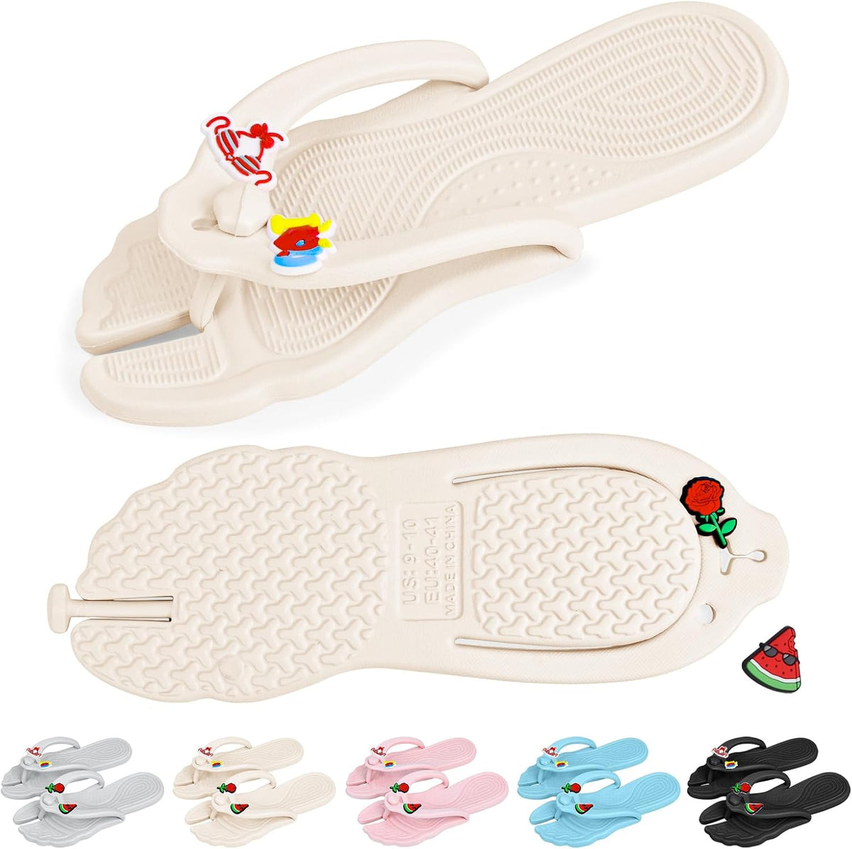 Flip Flops for Women Men Travel Slippers Shower Shoes Foldable Bathroom Camp Beach Sandals Lightweight Non-Slip Quick Dry