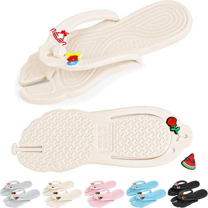 Flip Flops for Women Men Travel Slippers Shower Shoes Foldable Bathroom Camp Beach Sandals Lightweight Non-Slip Quick Dry
