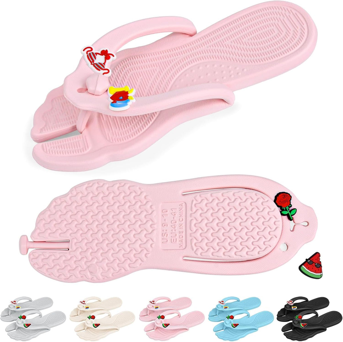Flip Flops for Women Men Travel Slippers Shower Shoes Foldable Bathroom Camp Beach Sandals Lightweight Non-Slip Quick Dry