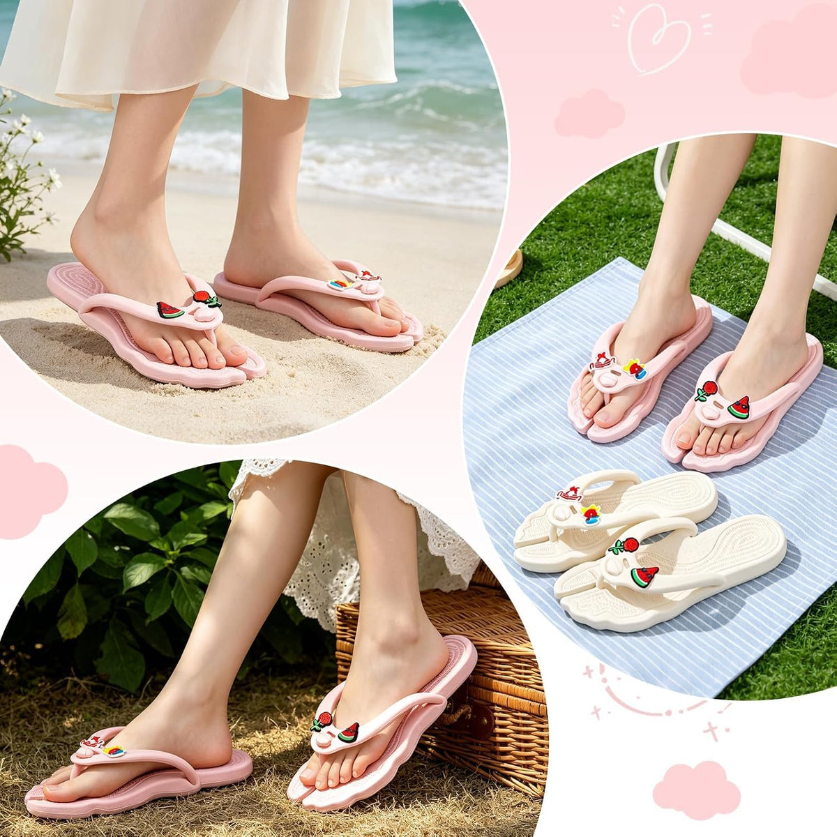 Flip Flops for Women Men Travel Slippers Shower Shoes Foldable Bathroom Camp Beach Sandals Lightweight Non-Slip Quick Dry