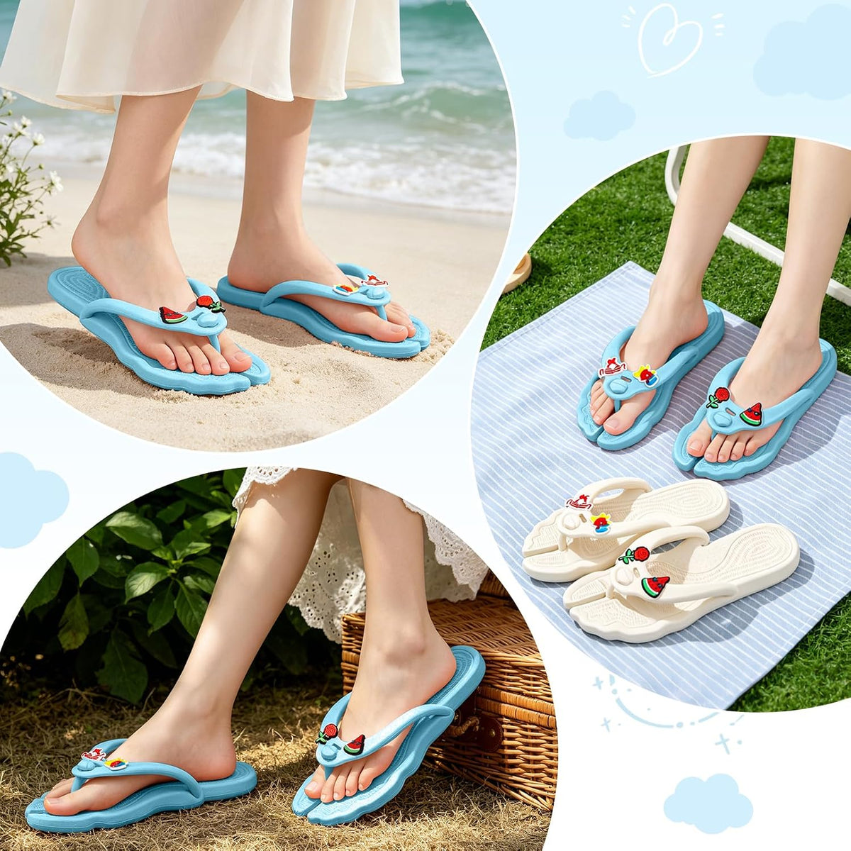 Flip Flops for Women Men Travel Slippers Shower Shoes Foldable Bathroom Camp Beach Sandals Lightweight Non-Slip Quick Dry