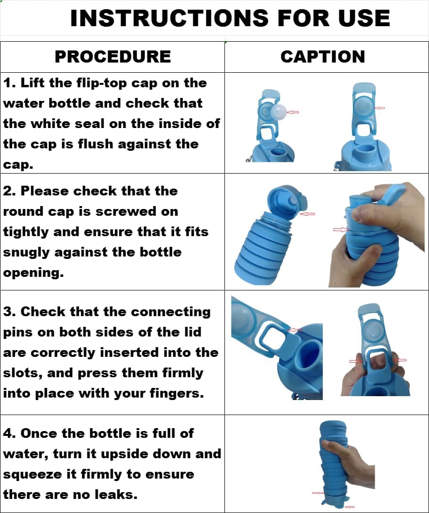 Collapsible Water Bottles 3 Pack 500ml (Black+Purple+Blue)