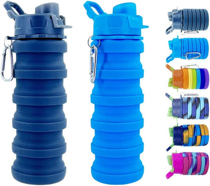 Collapsible Water Bottles 3 Pack 500ml (Black+Purple+Blue)