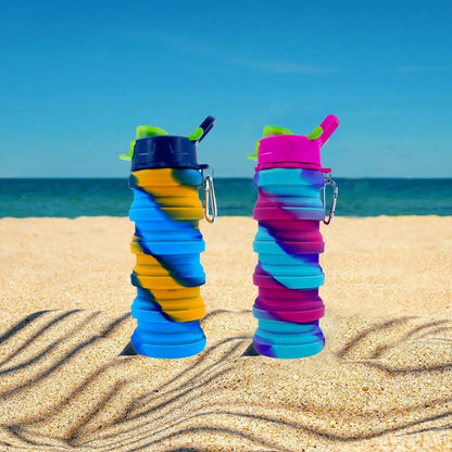 Collapsible Water Bottles 3 Pack 500ml (Black+Purple+Blue)