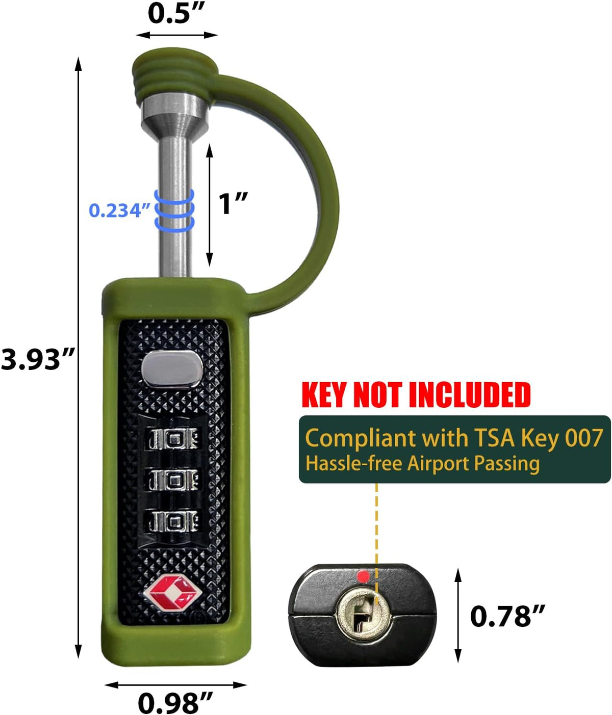 LAFENLIN TSA Lock for Gun Case, 3-Dial Combo Padlock