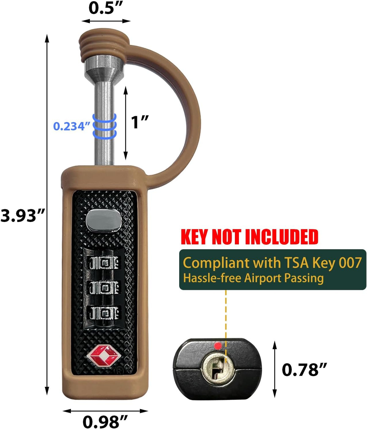 LAFENLIN TSA Lock for Gun Case, 3-Dial Combo Padlock