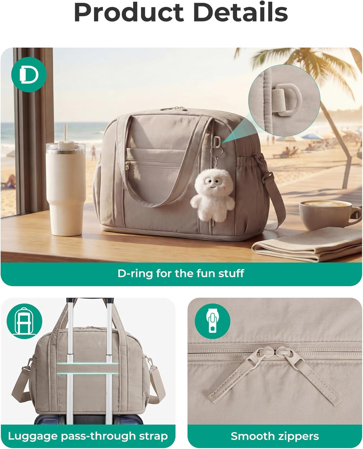 Expandable Personal Item Travel Bag, 2 Set Duffel Bag for Women