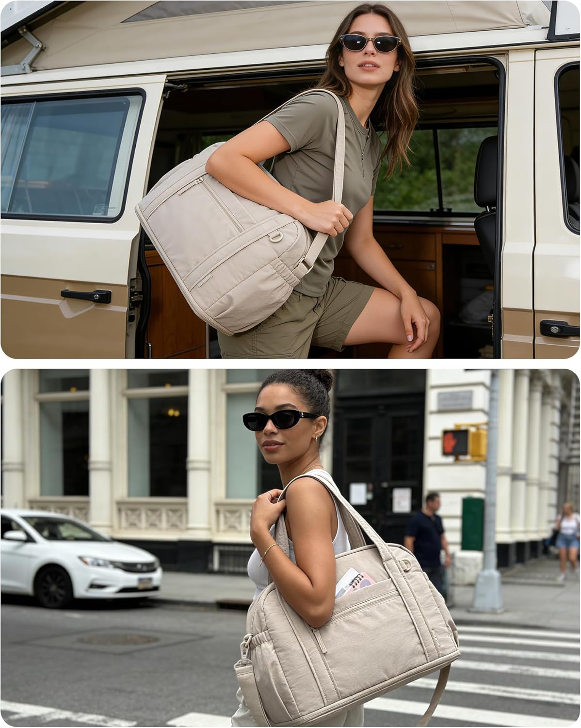 Expandable Personal Item Travel Bag, 2 Set Duffel Bag for Women