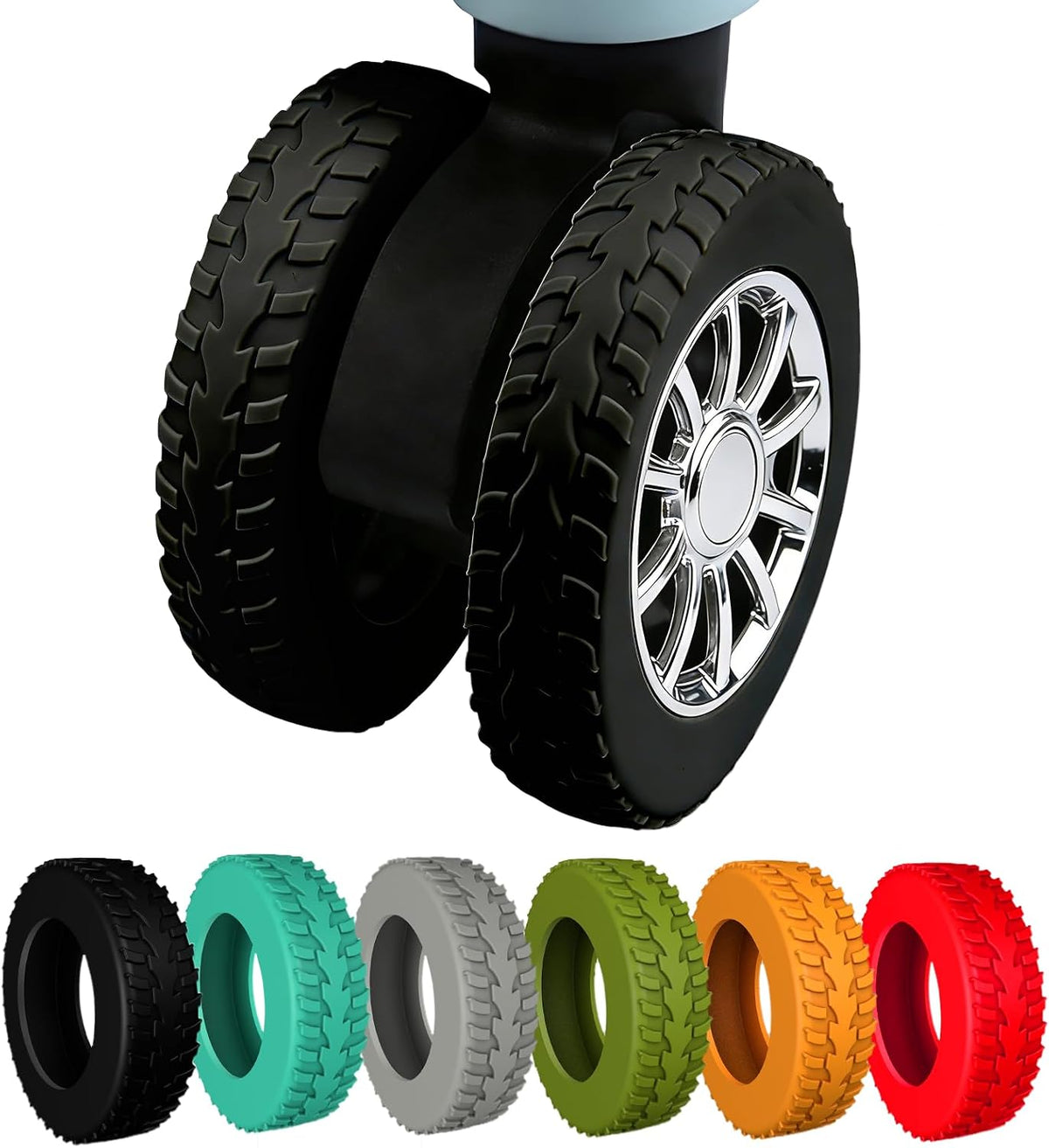 Silicone Luggage Wheel Covers for 2-2.4" Spinner Wheels,Black