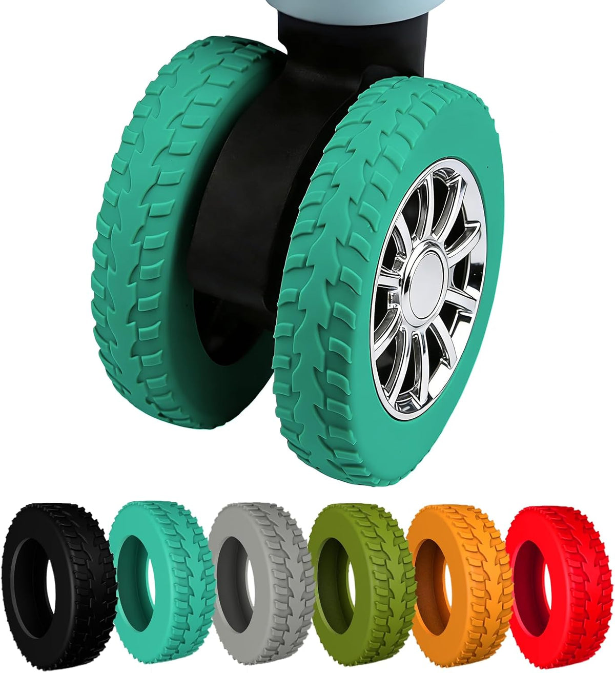 Silicone Luggage Wheel Covers for 2-2.4" Spinner Wheels,Black