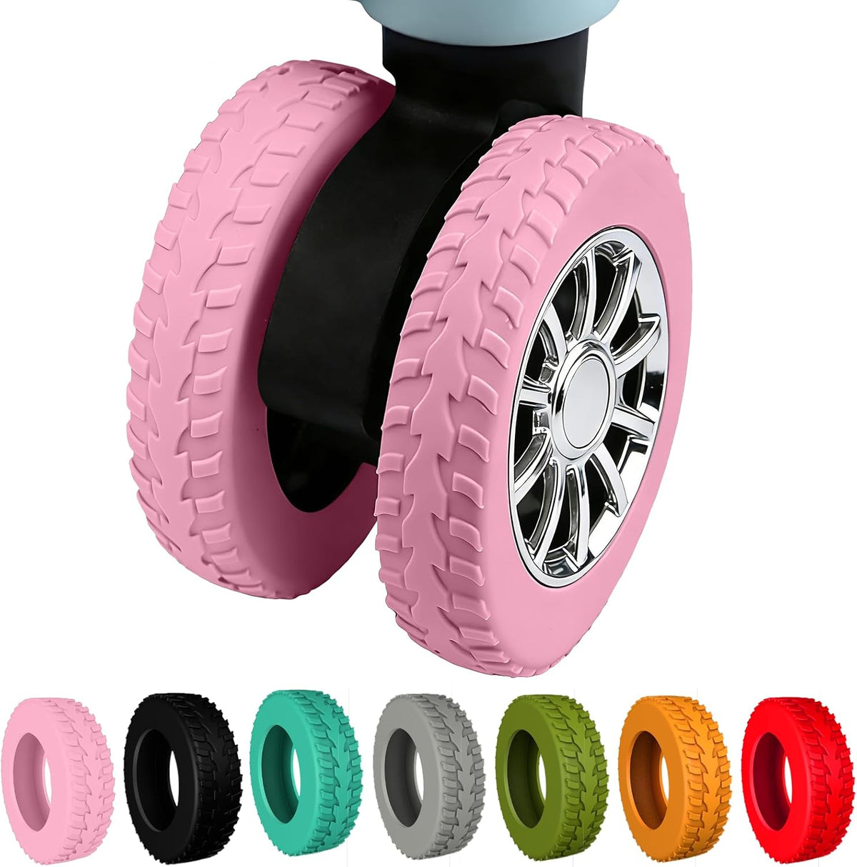 Silicone Luggage Wheel Covers for 2-2.4" Spinner Wheels,Black