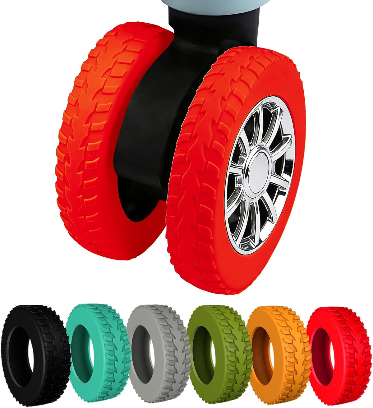 Silicone Luggage Wheel Covers for 2-2.4" Spinner Wheels,Black