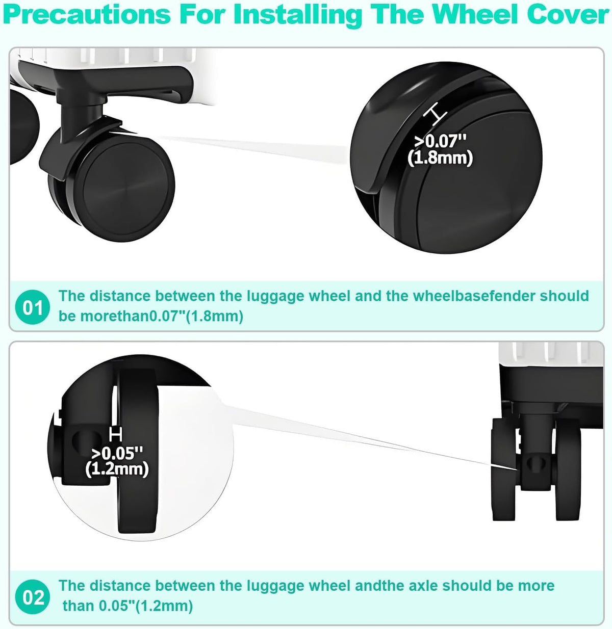 Silicone Luggage Wheel Covers for 2-2.4" Spinner Wheels,Black