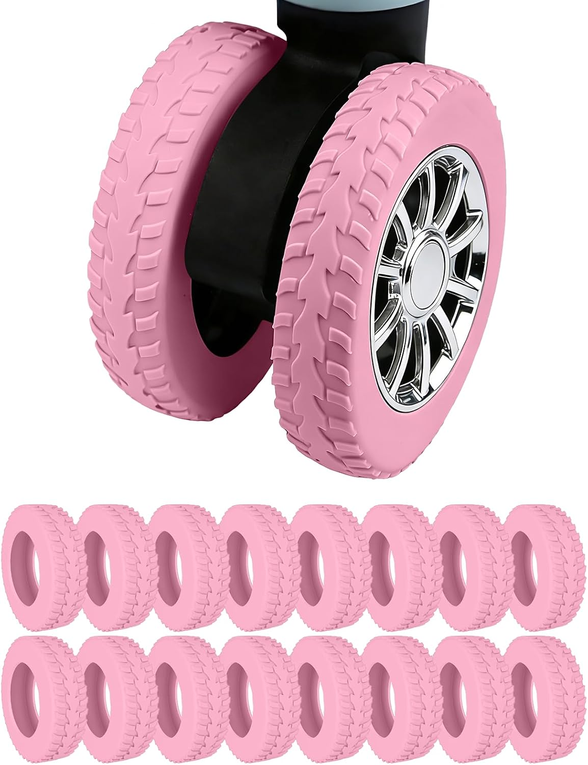Silicone Luggage Wheel Covers for 2-2.4" Spinner Wheels,Black