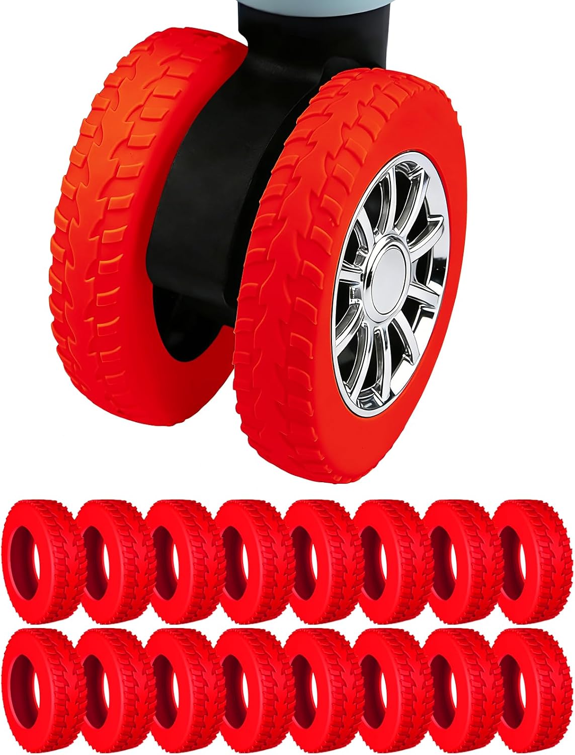 Silicone Luggage Wheel Covers for 2-2.4" Spinner Wheels,Black