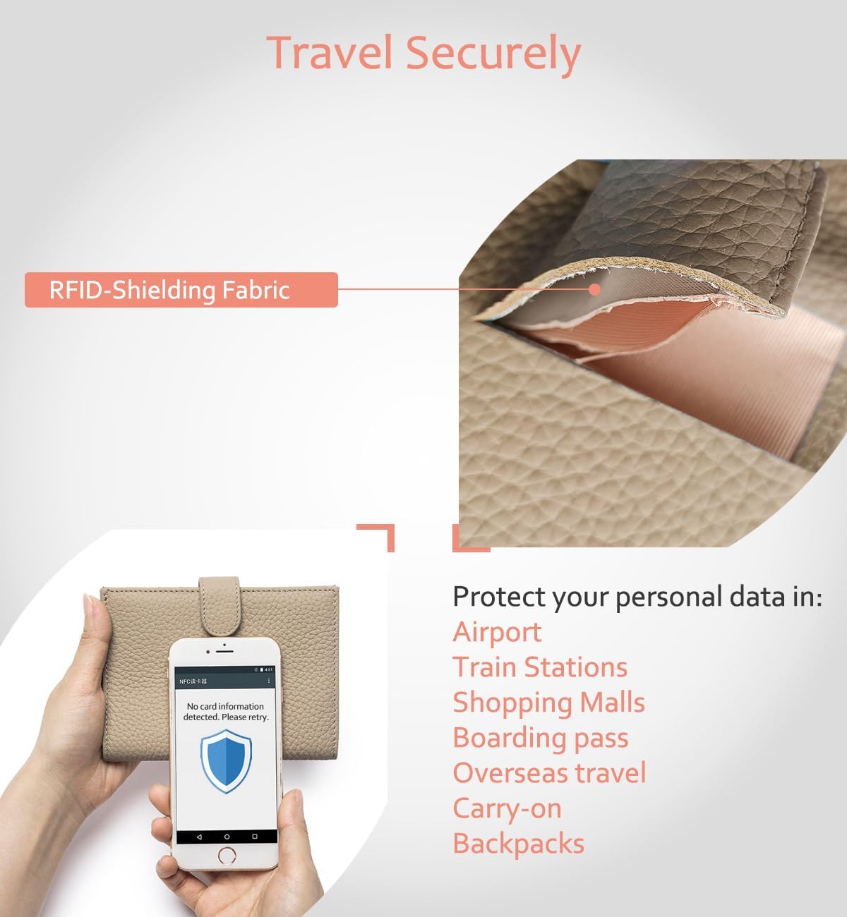 Leather RFID Blocking Slim Passport Holder for Travel Women