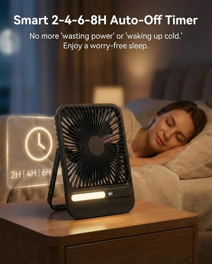 8000mAh Portable Travel Fan,7in 28hrs Ultra-Thin Desk Fan