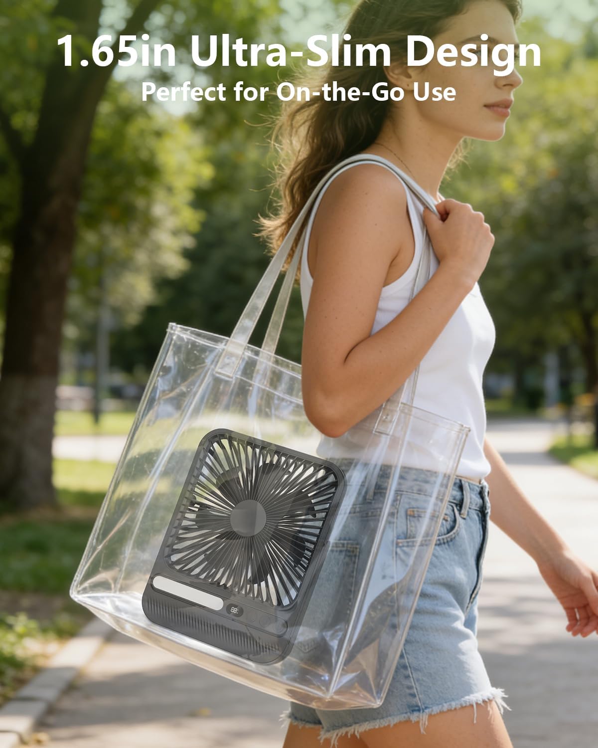 8000mAh Portable Travel Fan,7in 28hrs Ultra-Thin Desk Fan