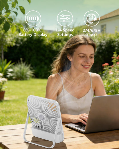 8000mAh Portable Travel Fan,7in 28hrs Ultra-Thin Desk Fan