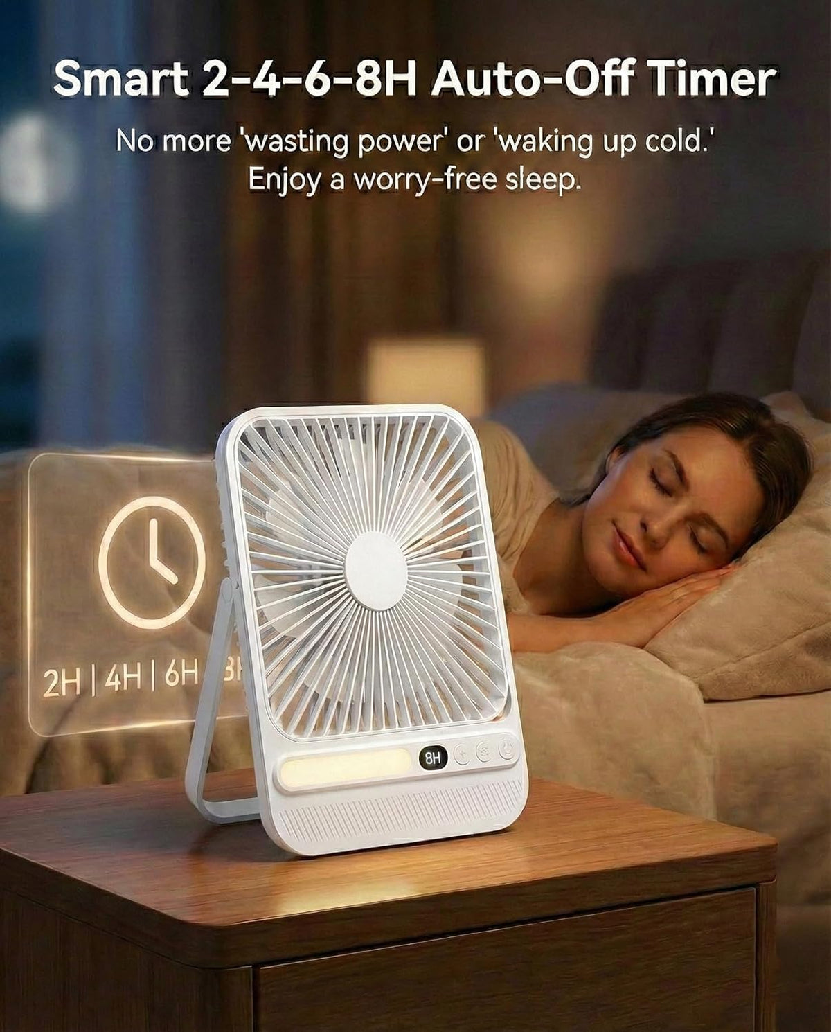 8000mAh Portable Travel Fan,7in 28hrs Ultra-Thin Desk Fan