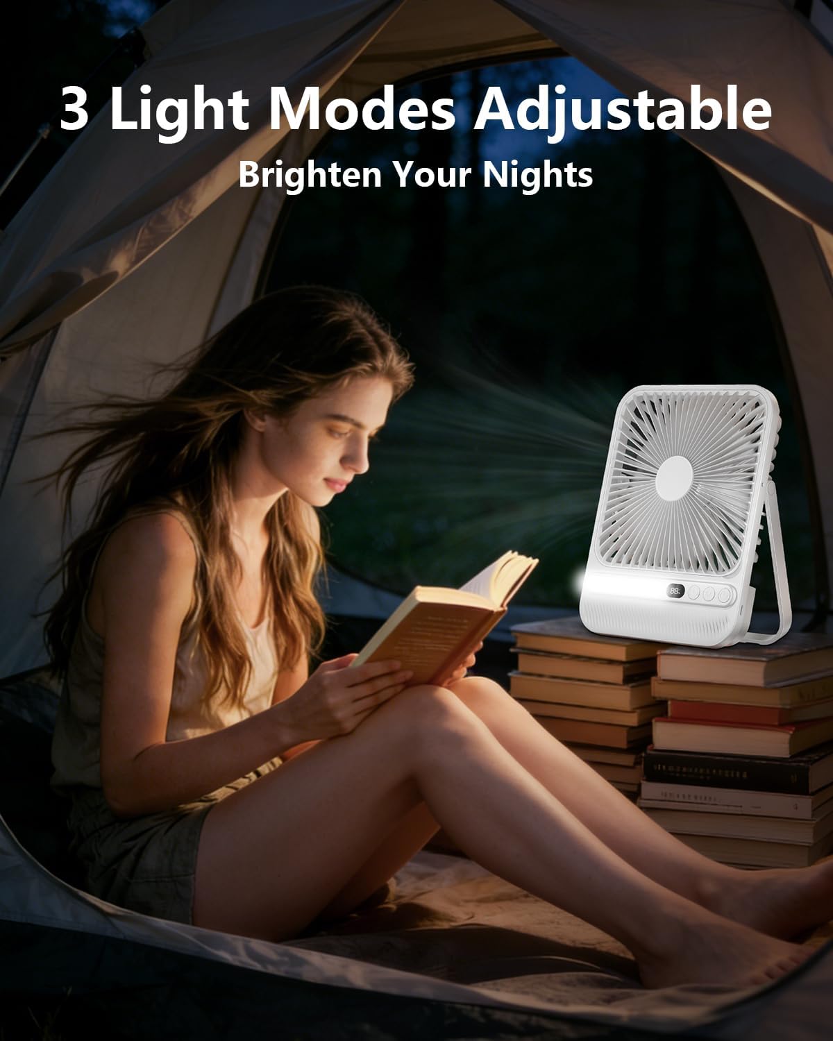8000mAh Portable Travel Fan,7in 28hrs Ultra-Thin Desk Fan