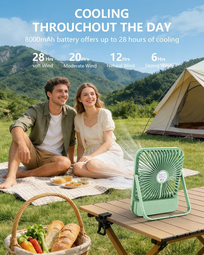 8000mAh Portable Travel Fan,7in 28hrs Ultra-Thin Desk Fan