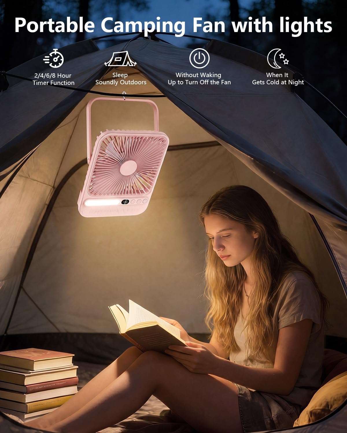 8000mAh Portable Travel Fan,7in 28hrs Ultra-Thin Desk Fan