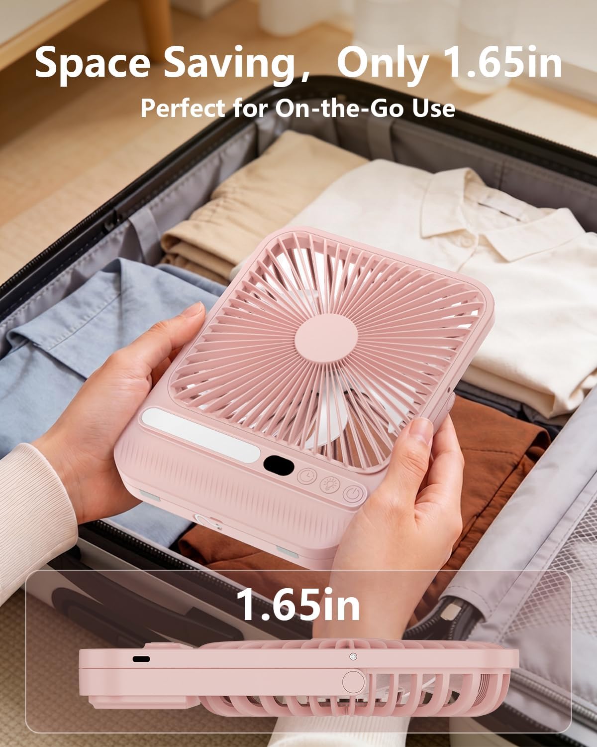 8000mAh Portable Travel Fan,7in 28hrs Ultra-Thin Desk Fan