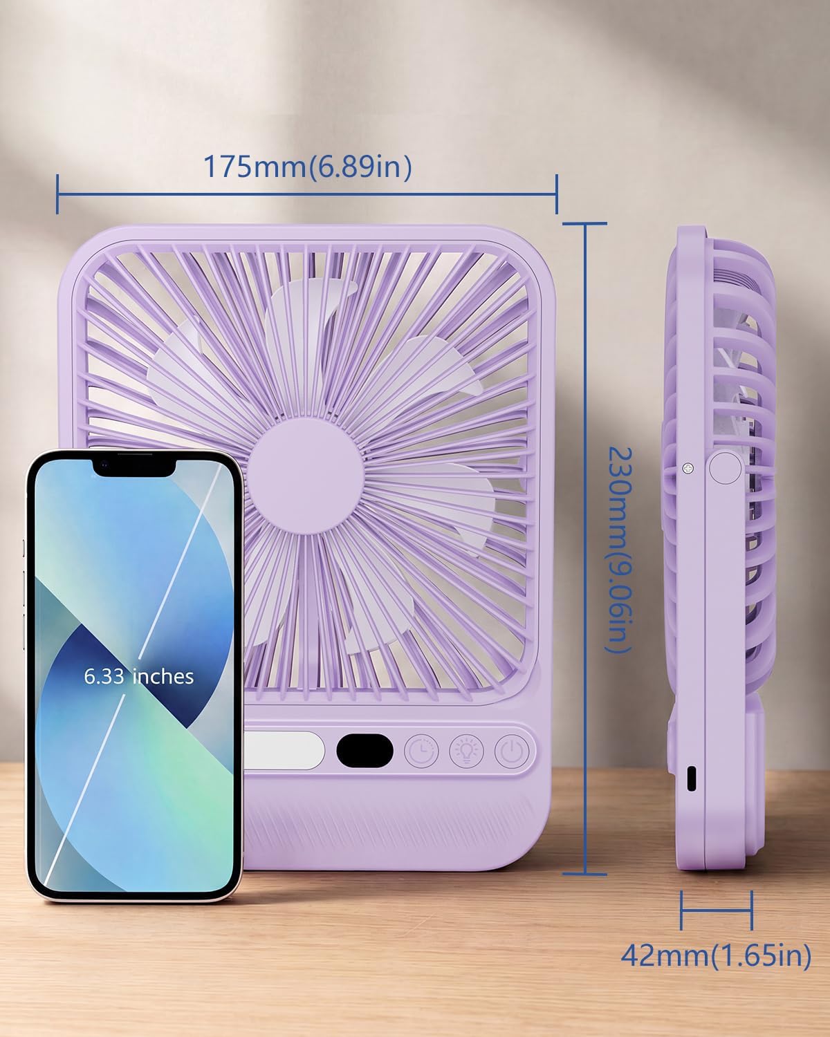 8000mAh Portable Travel Fan,7in 28hrs Ultra-Thin Desk Fan