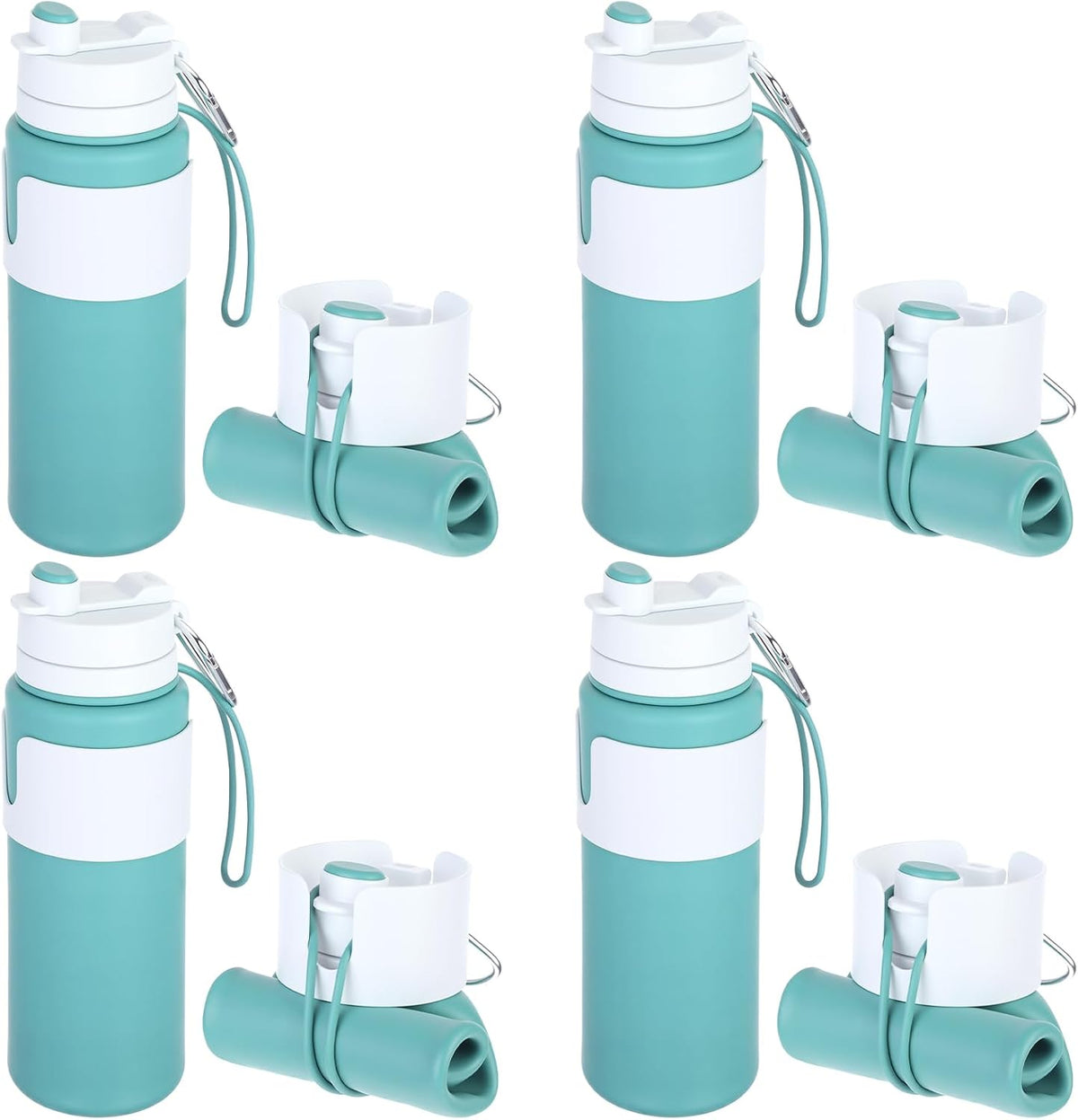 2 Pcs 26 oz Silicone Collapsible Water Bottle, Portable Foldable Water Bottle Leakproof with Carabiner Reuseable Lightweight for Travel Sports Hiking Camping Cycling Office (Black,Pink)