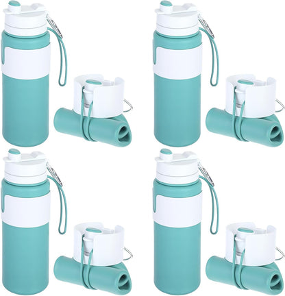 2 Pcs 26 oz Silicone Collapsible Water Bottle, Portable Foldable Water Bottle Leakproof with Carabiner Reuseable Lightweight for Travel Sports Hiking Camping Cycling Office (Black,Pink)